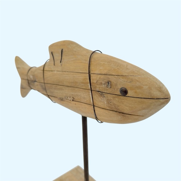 Threshold Natural Light Brown Wood Fish Table Accent - Picture 3 of 10